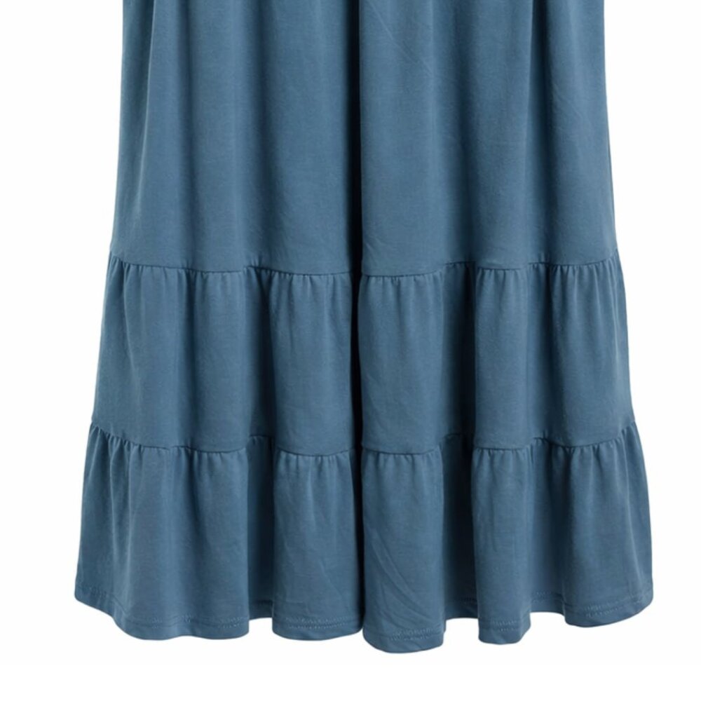 Green Envelope Los Angeles Blue Tiered Tank Flowy Boho Lightweight Top - Picture 4 of 6